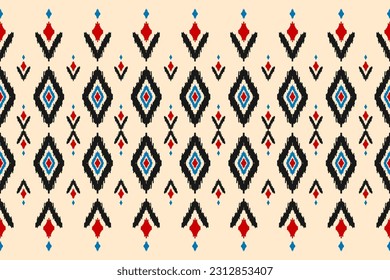 Teppich ethnische Stammeskunst. Ethnische ikat nahtlose Muster. Amerikanischer, mexikanischer Stil. Design für Hintergrund, Tapete, Illustration, Stoff, Kleidung, Teppich, Textilien, Batik, Stickereien.