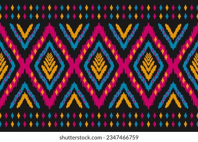 Carpet ethnic tribal pattern art. Ethnic ikat seamless pattern. American, Mexican style. Design for background, wallpaper, illustration, fabric, clothing, carpet, textile, batik, embroidery.