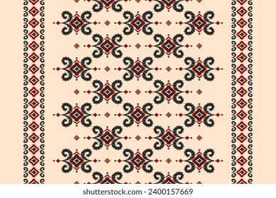 Carpet ethnic tribal pattern art. Ethnic ikat seamless pattern. American, Mexican style. Design for background, wallpaper, illustration, fabric, clothing, carpet, textile, batik, embroidery.
