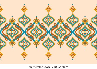 Carpet ethnic tribal pattern art. Ethnic ikat seamless pattern. American, Mexican style. Design for background, wallpaper, illustration, fabric, clothing, carpet, textile, batik, embroidery.