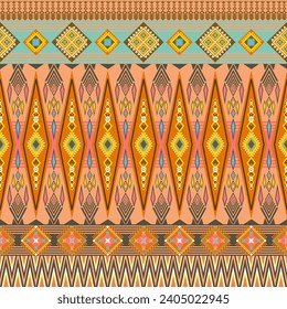 Teppich ethnische Stammeskunst. Ethnische ikat nahtlose Muster. Amerikanischer, mexikanischer Stil. Design auf Hintergrund