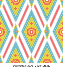 Carpet ethnic tribal pattern art. Ethnic ikat seamless pattern. American, Mexican style.Vector Design for background