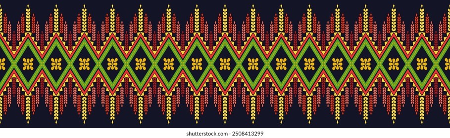 Alfombra de arte de patrón tribal étnico. Patrón geométrico étnico sin fisuras en tribal. Estilo tailandés. Diseño para el fondo, ilustración, alfombra, tela, ropa, alfombra, textil, batik, bordado