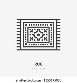 Carpet Flat Line Icon. Vector Thin Sign Of Door Mat, Rug Cleaning Logo. House Textile Decoration Illustration.