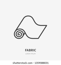 Carpet flat line icon. Vector thin sign of fitness mat, fabric roll logo. House textile decoration illustration.