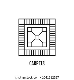 Carpet, flooring. Flat linear icon, vector illustration. Sign or object.