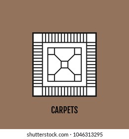 Carpet, flooring. Flat linear icon, vector illustration. Sign or object.