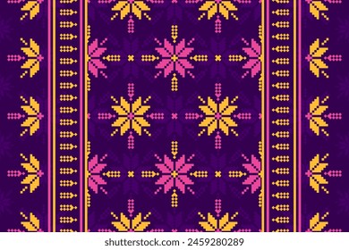 Teppichblumenmuster Kunst. Geometrische ethnische florale nahtlose Muster im Stamm. Amerikanisch, mexikanisch. Design für Hintergrund, Illustration, Stoff, Kleidung, Teppich, Teppich, Batik, Stickerei.