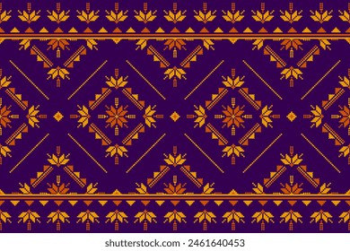 Carpet flower pattern art. Geometric ethnic floral seamless pattern in tribal. American, Mexican style. Design for background, illustration, fabric, clothing, carpet, rug, batik, embroidery.