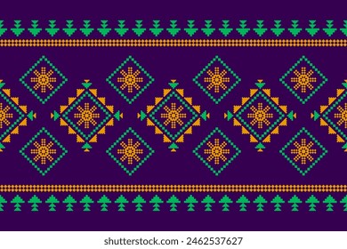 Carpet flower pattern art. Geometric ethnic floral seamless pattern in tribal. American, Mexican style. Design for background, illustration, fabric, clothing, carpet, rug, batik, embroidery.