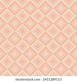 alfombra de cuadros dibujados a mano. patrón sin costuras de Vector. arte decorativo. fondo repetitivo de melocotón. muestra de tela geométrica. papel de envoltura. Plantilla de diseño continuo para textiles, decoración del hogar, lino