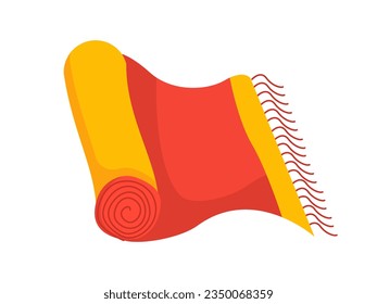 Carpet for home concept. Square yellow and red mat. Decor and interior element for house. Template, layout and mock up. Cartoon flat vector illustration isolated on white background