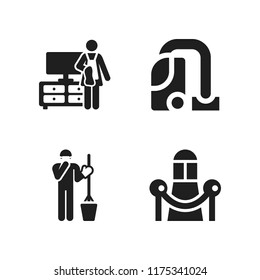 carpet icon. 4 carpet vector icons set. vacuum cleaner, cleaner and premiere icons for web and design about carpet theme