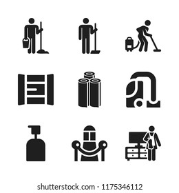 carpet icon. 9 carpet vector icons set. vacuum cleaner, cleaner and wallpaper icons for web and design about carpet theme