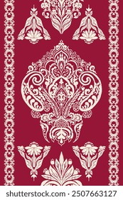 Carpet ikat floral pattern,fabric pattern on navy blue background vector illustration.Ikat ethnic oriental embroidery.Aztec style,abstract background.design for texture,clothing,decoration,carpet,rug.