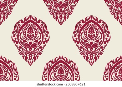Carpet ikat floral pattern,fabric pattern on navy blue background vector illustration.Ikat ethnic oriental embroidery.Aztec style,abstract background.design for texture,clothing,decoration,carpet,rug.