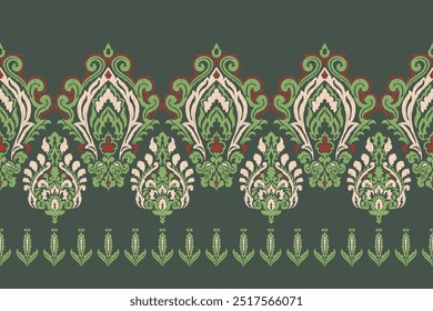 Padrão floral de ikat de tapete,padrão de tecido no azul marinho vetor de fundo ilustration.Ikat étnico estilo oriental boroidery.Aztec,fundo abstrato.design para textura,roupas,decoração,tapete,tapete.