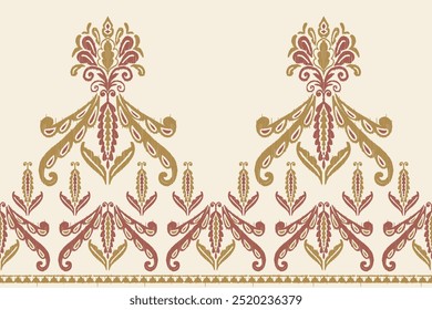 Carpet ikat floral pattern,fabric pattern on navy blue background vector illustration.Ikat ethnic oriental embroidery.Aztec style,abstract background.design for texture,clothing,decoration,carpet,rug.