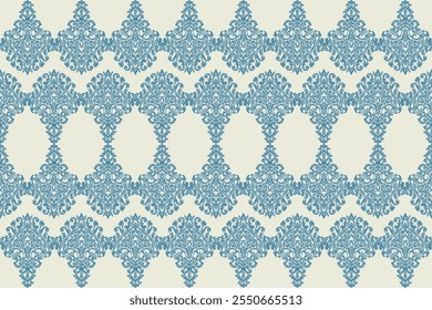 Carpet ikat floral pattern,fabric pattern on navy blue background vector illustration.Ikat ethnic oriental embroidery.Aztec style,abstract background.design for texture,clothing,decoration,carpet,rug.