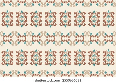 Carpet ikat floral pattern,fabric pattern on navy blue background vector illustration.Ikat ethnic oriental embroidery.Aztec style,abstract background.design for texture,clothing,decoration,carpet,rug.