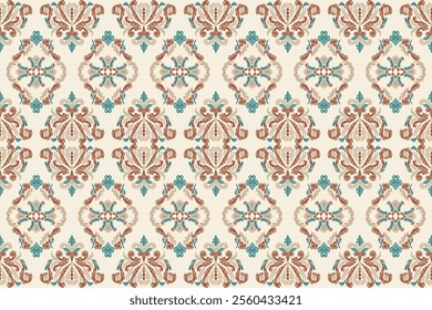 Carpet ikat floral pattern,fabric pattern on navy blue background vector illustration.Ikat ethnic oriental embroidery.Aztec style,abstract background.design for texture,clothing,decoration,carpet,rug.
