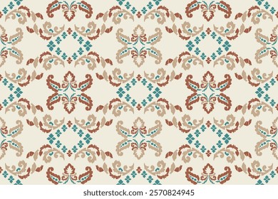 Carpet ikat floral pattern,fabric pattern on navy blue background vector illustration.Ikat ethnic oriental embroidery.Aztec style,abstract background.design for texture,clothing,decoration,carpet,rug.