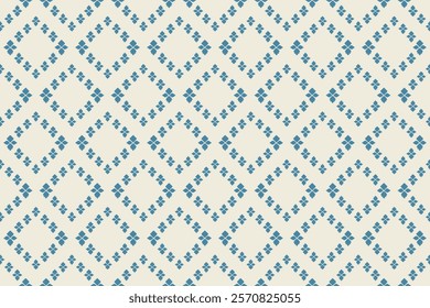 Carpet ikat floral pattern,fabric pattern on navy blue background vector illustration.Ikat ethnic oriental embroidery.Aztec style,abstract background.design for texture,clothing,decoration,carpet,rug.