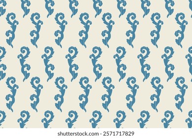 Carpet ikat floral pattern,fabric pattern on navy blue background vector illustration.Ikat ethnic oriental embroidery.Aztec style,abstract background.design for texture,clothing,decoration,carpet,rug.