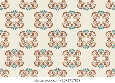 Carpet ikat floral pattern,fabric pattern on navy blue background vector illustration.Ikat ethnic oriental embroidery.Aztec style,abstract background.design for texture,clothing,decoration,carpet,rug.