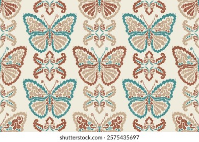 Carpet ikat floral pattern,fabric pattern on navy blue background vector illustration.Ikat ethnic oriental embroidery.Aztec style,abstract background.design for texture,clothing,decoration,carpet,rug.