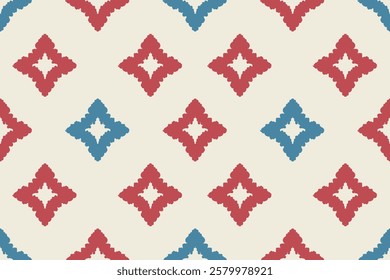 Carpet ikat floral pattern,fabric pattern on navy blue background vector illustration.Ikat ethnic oriental embroidery.Aztec style,abstract background.design for texture,clothing,decoration,carpet,rug.
