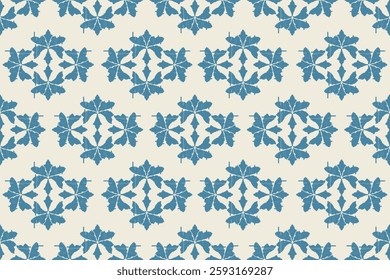 Carpet ikat floral pattern,fabric pattern on navy blue background vector illustration.Ikat ethnic oriental embroidery.Aztec style,abstract background.design for texture,clothing,decoration,carpet,rug.