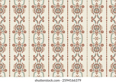 Carpet ikat floral pattern,fabric pattern on navy blue background vector illustration.Ikat ethnic oriental embroidery.Aztec style,abstract background.design for texture,clothing,decoration,carpet,rug.