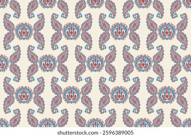 Carpet ikat floral pattern,fabric pattern on navy blue background vector illustration.Ikat ethnic oriental embroidery.Aztec style,abstract background.design for texture,clothing,decoration,carpet,rug.