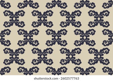 Carpet ikat floral pattern,fabric pattern on navy blue background vector illustration.Ikat ethnic oriental embroidery.Aztec style,abstract background.design for texture,clothing,decoration,carpet,rug.