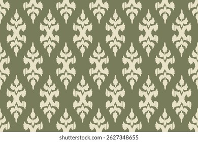 Carpet ikat floral pattern,fabric pattern on navy blue background vector illustration.Ikat ethnic oriental embroidery.Aztec style,abstract background.design for texture,clothing,decoration,carpet,rug.