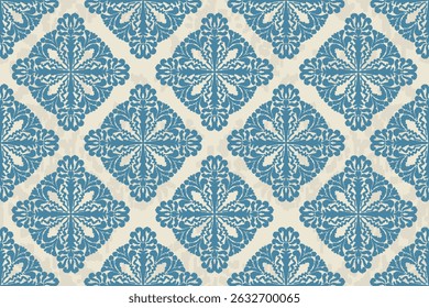 Carpet ikat floral pattern,fabric pattern on navy blue background vector illustration.Ikat ethnic oriental embroidery.Aztec style,abstract background.design for texture,clothing,decoration,carpet,rug.