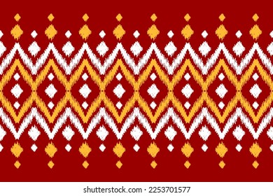 Carpet ikat red pattern art. Geometric ethnic ikat seamless pattern in tribal. American and Mexican style. Design for background, Vector illustration, fabric, clothing, carpet, batik, embroidery.