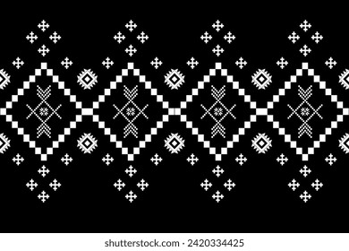 Carpet Ikat seamless pattern black and white design for carpet,curtain,clothing,fabric,wrapping paper,tiles,textiles,batik,texture and wallpaper.