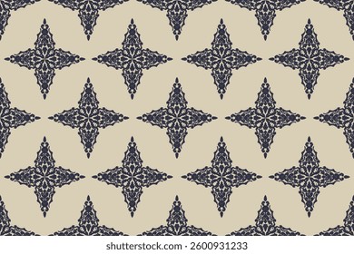 Carpet ikat star pattern,fabric pattern on navy blue background vector illustration.Ikat ethnic oriental embroidery.Aztec style,abstract background.design for texture,clothing,decoration,carpet,rug.