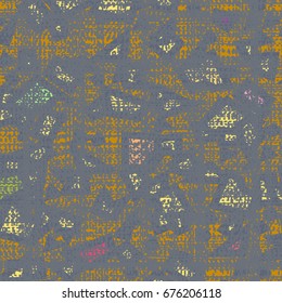 Carpet with irregular geometric shapes. Indigo background with colorful spots. Abstract vector.