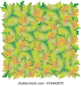 A carpet of maple leaves. Texture of autumn foliage. Vector image.