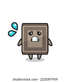 carpet mascot character with afraid gesture , cute design
