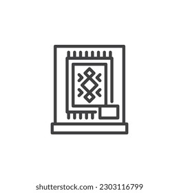 Icono de la línea del museo de alfombras. signo de estilo lineal para concepto móvil y diseño web. Icono vectorial del contorno de la alfombra antigua. Símbolo, ilustración del logotipo. Gráficos vectoriales