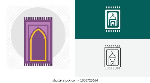 alfombra para el icono plano aislado de namaz. elemento de diseño islámico sólido de línea