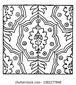 Carpet Pattern is a 17th century design found in Germany, its can be produced on a loom quite similar to woven fabric, vintage line drawing or engraving illustration.