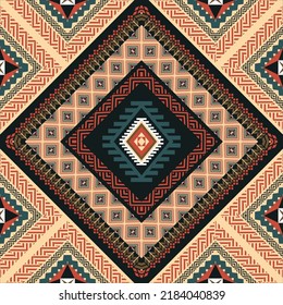 Carpet pattern. Seamless geometry. Western handmade saddle blanket rug pattern, Aztec,
