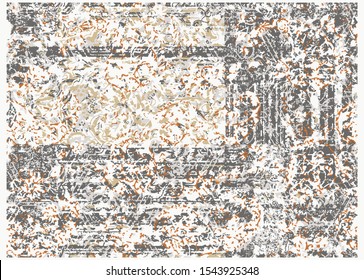 Carpet pattern tartan design. Creative background with stripes, flowers and watercolor effect. Textile print for bed linen, jacket, package design, fabric, carpet, scarf, linens and fashion concepts 