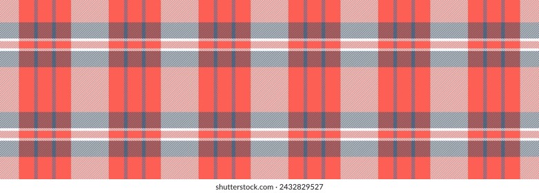 Carpet pattern textile plaid, minimalist check seamless texture. Curved fabric vector tartan background in red and white color.