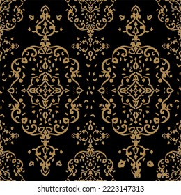 Carpet pattern vector on black background.Suitable for clothing and textile prints.